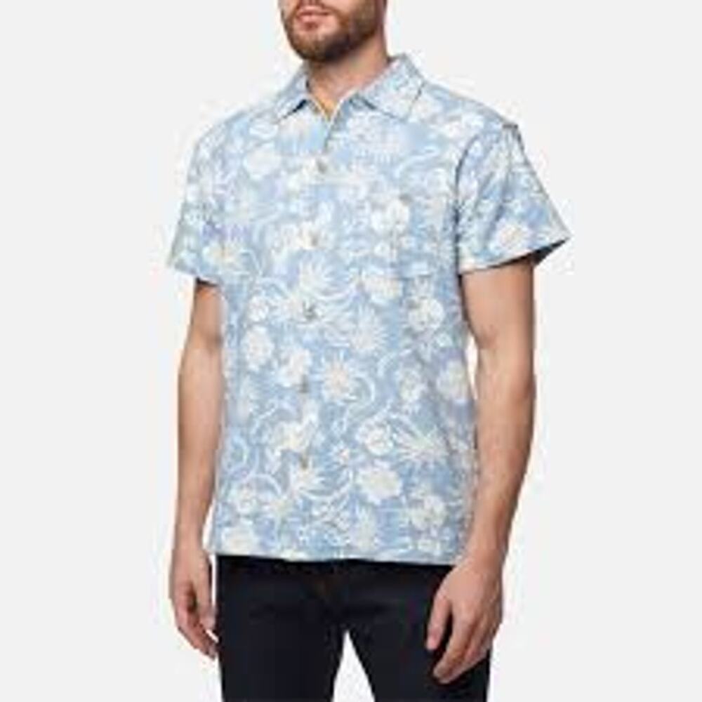 PENDLETON WOOLEN MILLS Short Sleeve Wayside Knit Shirt In Surf Blue  MED NWT